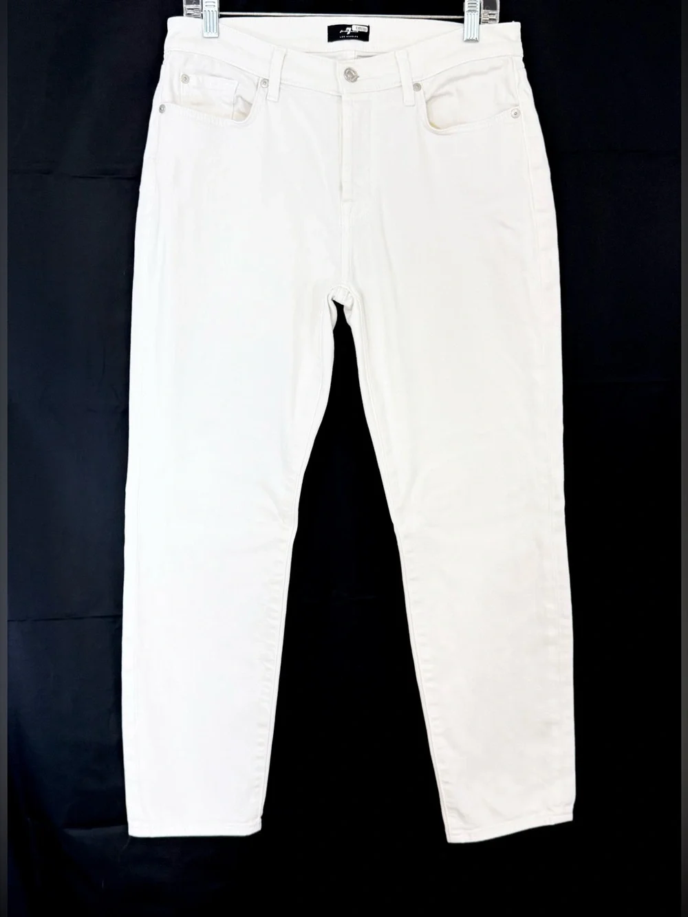 7 For All Mankind Ankle Length Skinny High Rise Button Fly White Jeans Size 29